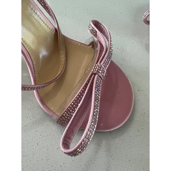 Mach Mach Baby Pink 95 French Bow Crystal-Embellished Sandals heels size 37.5 - Picture 9 of 9
